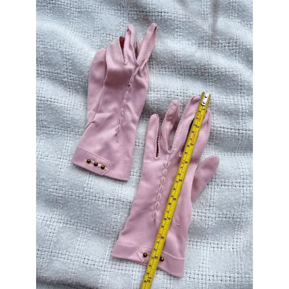 VTG Blush Pink Nylon Dress Gloves Mid Century Rockabilly Retro